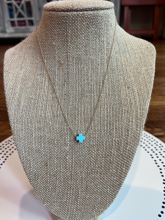 enewton 16” Gold Signature Cross Turquoise Necklace - Picture 2 of 3